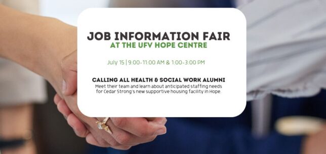 promotional poster for job fair at UFV hope centre on July 15, 2026.