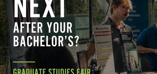 Poster for 2026 graduate studies fair at UFV Abbotsford campus